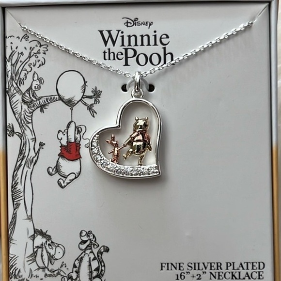 🆕 Winnie the Poo and Piglet “Best Friends” Heart Pendant Necklace Silver… - Picture 1 of 12